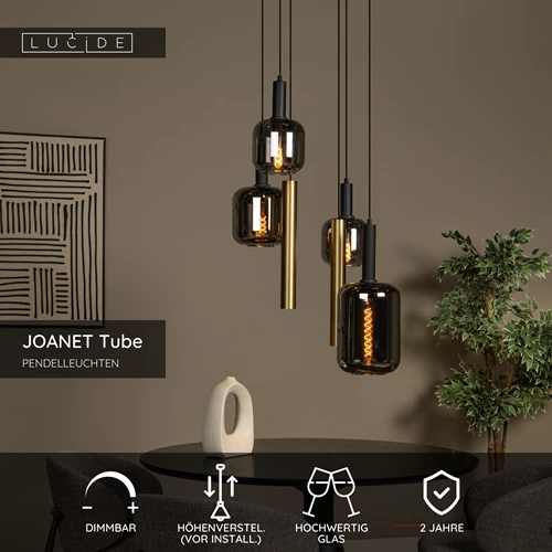 Lucide JOANET Tube - Pendelleuchten - Ø 65 cm - 4xE27 - Messing - USP